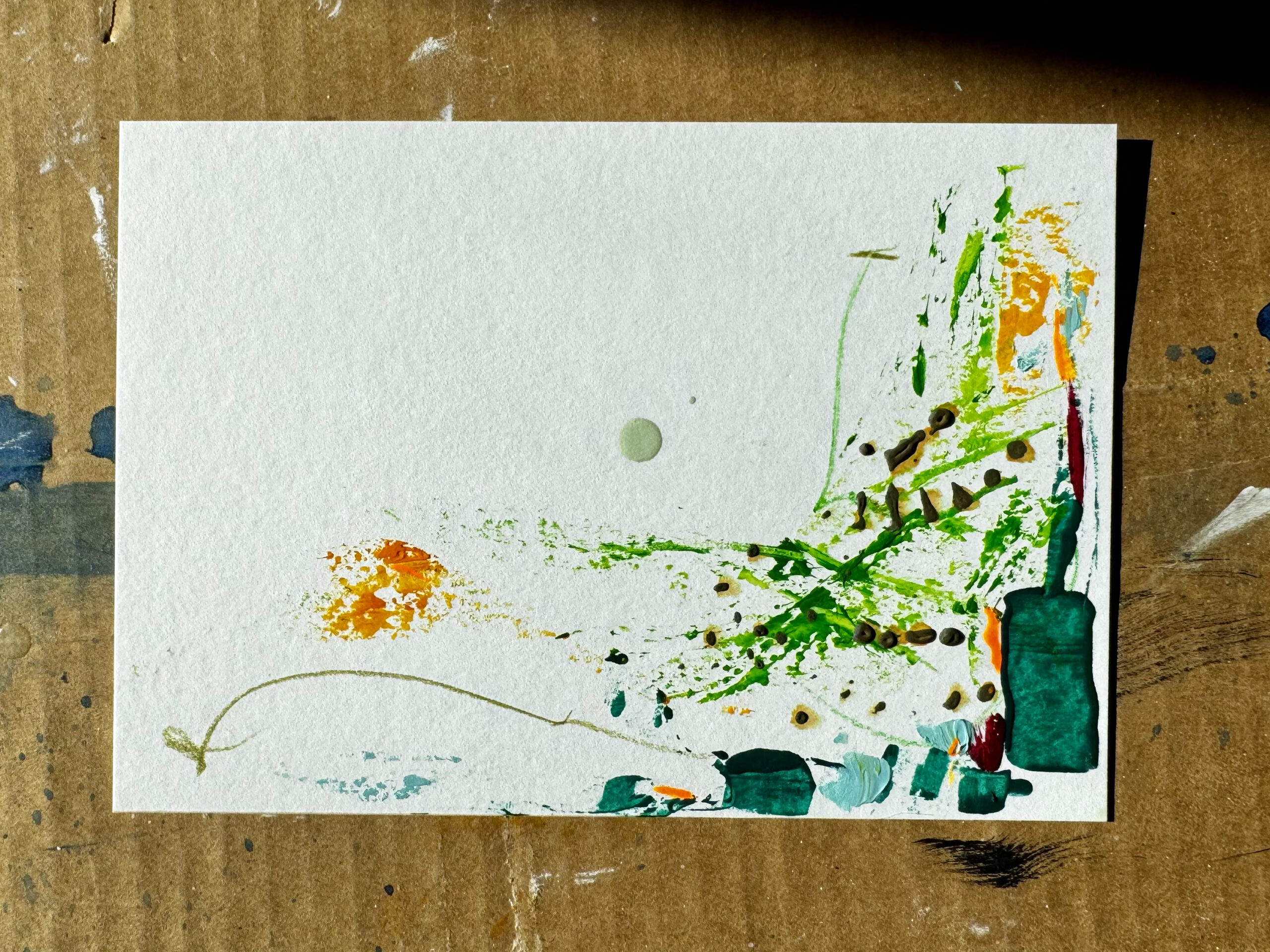 LITTLE GREENS – Original aus THE LITTLES, Acryl und oxidiertes Eisen auf Papier